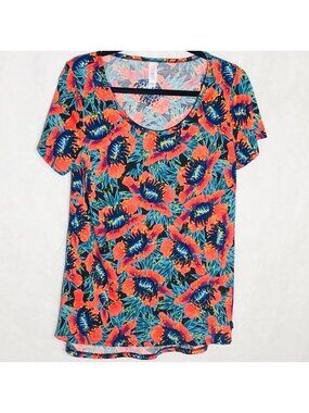 Lula Roe Classic T-Shirt New With Tags Multi Colored Floral Small READ NEW